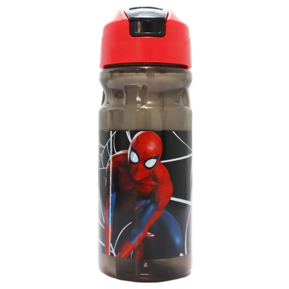 Marvel Spiderman Wasserflasche Trinkflasche Flasche mit Trinkhalm Griff 500 ml - WS-Trend.de