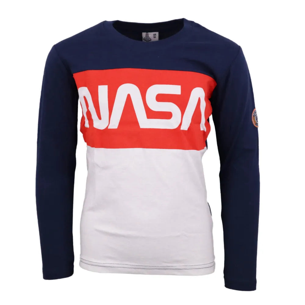 NASA Space Center Kinder langarm T-Shirt Jungen - WS-Trend.de 134-164 Baumwolle Schwarz Grau