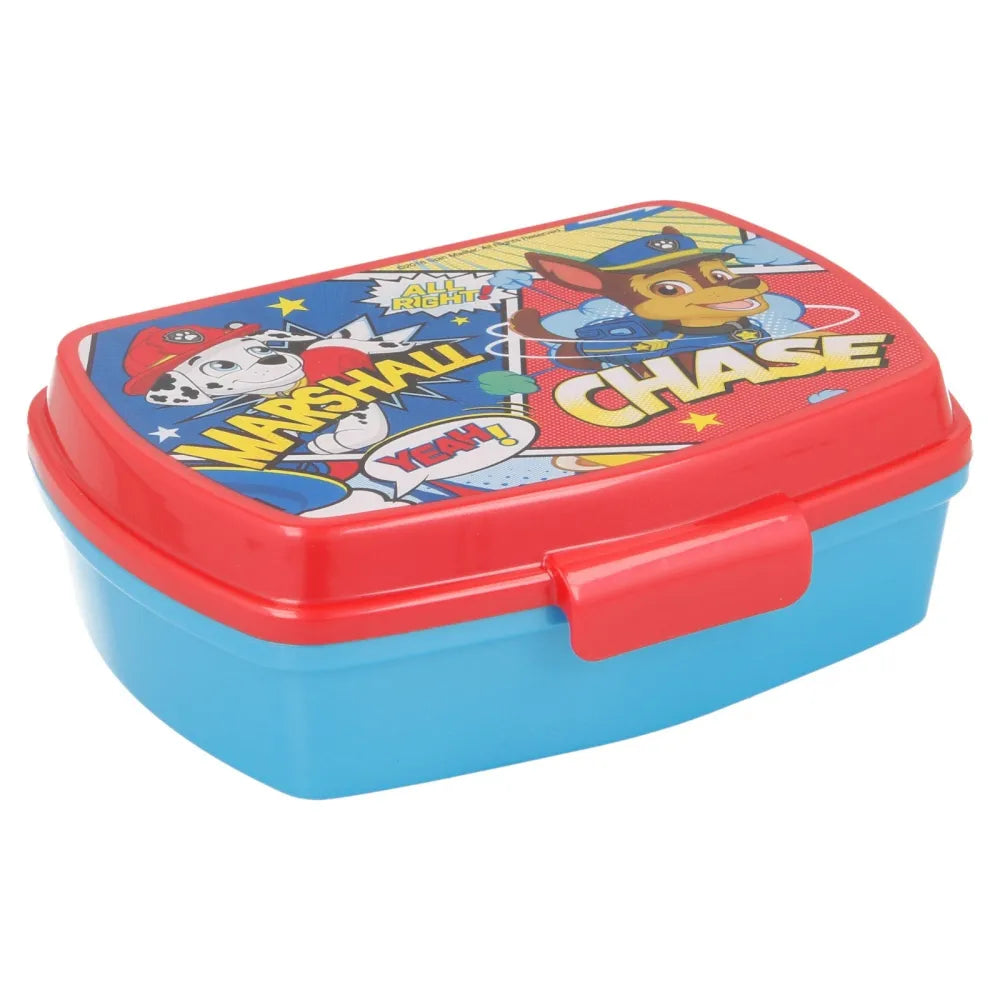 Paw Patrol Chase 4 teiliges Set Lunchbox mit Trinkbecher und Besteck - WS-Trend.de Marshall Brotdose Trinkflasche Löffel Gabel