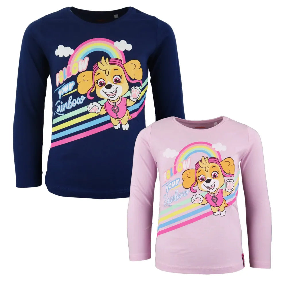 Paw Patrol Syke Kinder Langarmshirt - WS-Trend.de Mädchen langarm Shirt 98 bis 128 Skye aus Baumwolle