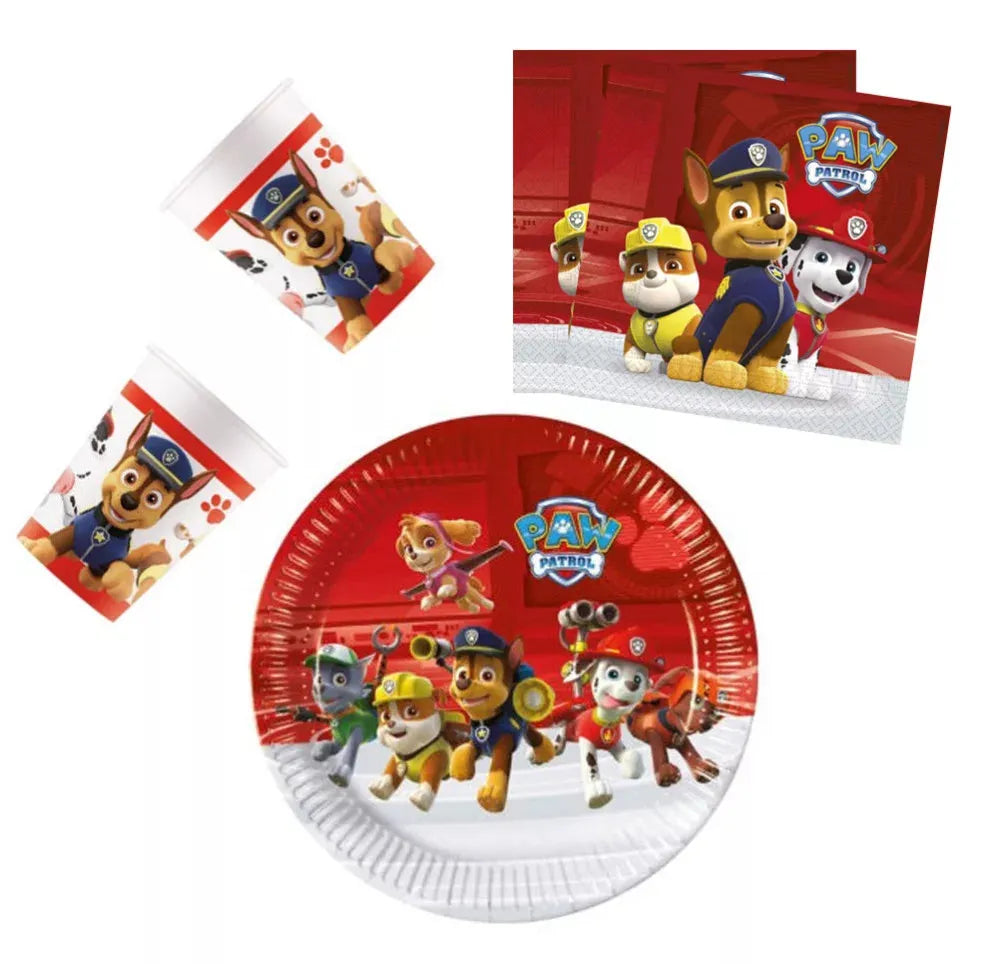 Paw Patrol Chase Geburtstag Deko Set 36tlg. Geschirr Partyset - WS-Trend.de 36tlg.Geschirr Kindergeburtstag