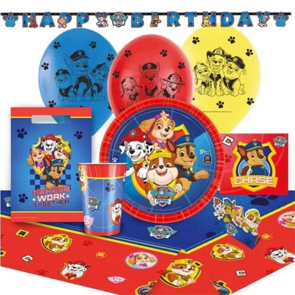 Paw Patrol Geburtstag Deko Set 56 tlg. Geschirr Kinder Partyset Tischdecke - WS-Trend.de