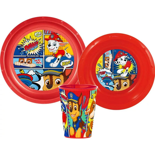 Paw Patrol Chase Marshall Kinder Geschirr-Set 3 teilig Becher Teller Schüssel - WS-Trend.de