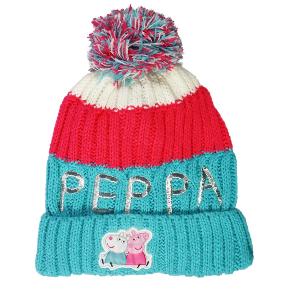 Peppa Wutz Pig Kinder Wintermütze Mütze Bommelmütze plus Handschuhe - WS-Trend.de