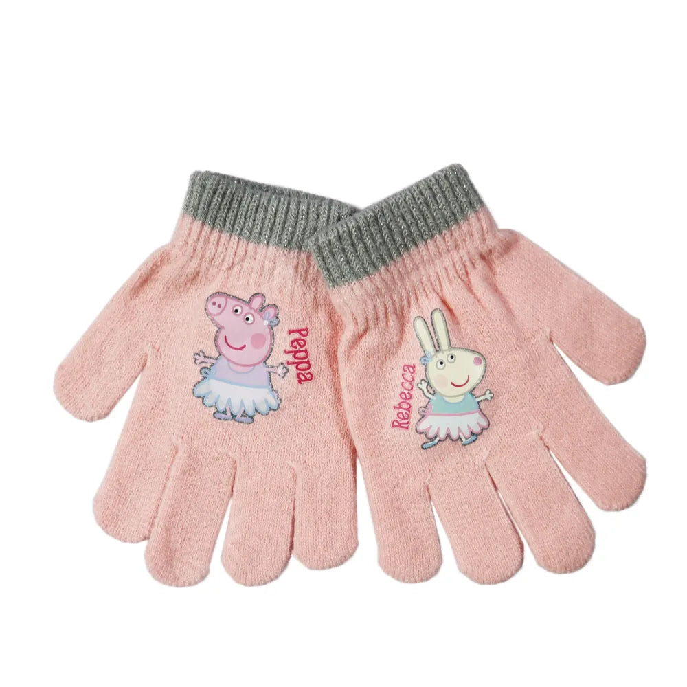 Peppa Wutz Pig Kinder Wintermütze Mütze Bommelmütze plus Handschuhe - WS-Trend.de