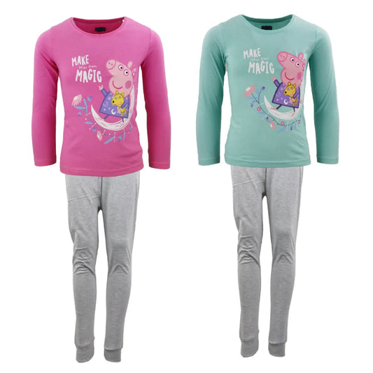 Peppa Pig Kinder Schlafanzug Pyjama lang - WS-Trend.de Wutz 92 -116 Mädchen Baumwolle