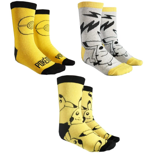 Pokemon Pikachu Kinder Jungen lange Socken 3er Pack Gr. 23 bis 34 - WS-Trend.de