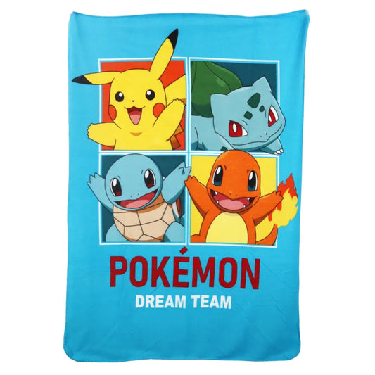 Pokemon Pikachu Shiggy Glumanda Kinder Fleecedecke leichte Kuscheldecke 100x140 - WS-Trend.de