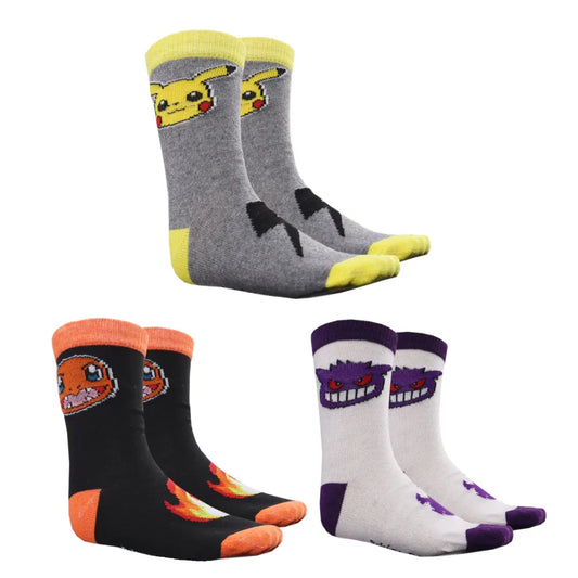 Pokemon Pikachu Socken 3-er Pack - WS-Trend.de Glumanda Gengar Jungen 3er Gr. 23 bis 38