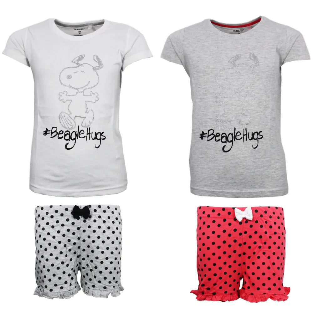 Snoopy Mädchen kurzarm Pyjama Schlafanzug Shirt Shorts - WS-Trend.de 134 - 164 Baumwolle