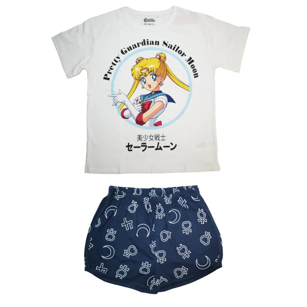 Sailor Moon Anime Damen kurzarm Pyjama Schlafanzug Schlafshirt Shorts - WS-Trend.de Gr. XS-XL