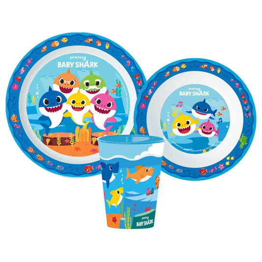 Baby Shark Haie Kinder Geschirr-Set 3 teilig Becher Teller Schüssel - WS-Trend.de