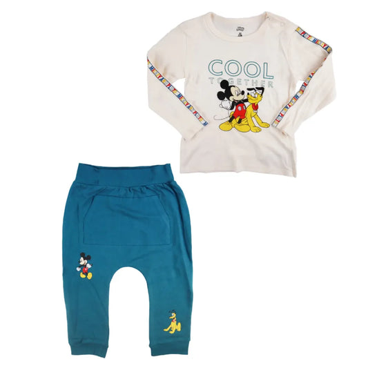 Disney Mickey Maus Baby Kleinkind Set langarm Shirt plus Hose - WS-Trend.de 2tlg.Set Gr. 62 - 92