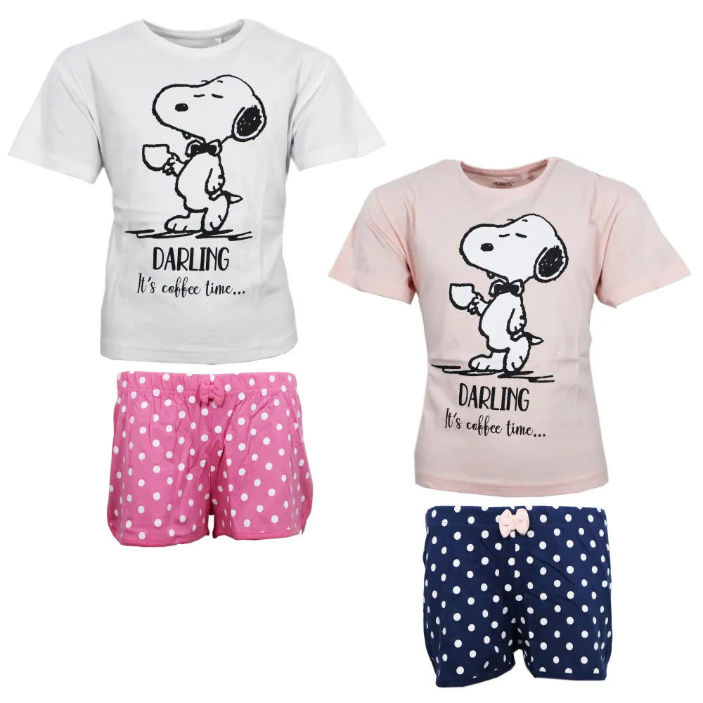 Snoopy Mädchen kurzarm Pyjama Schlafanzug Shirt Shorts - WS-Trend.de 134 - 164 Baumwolle