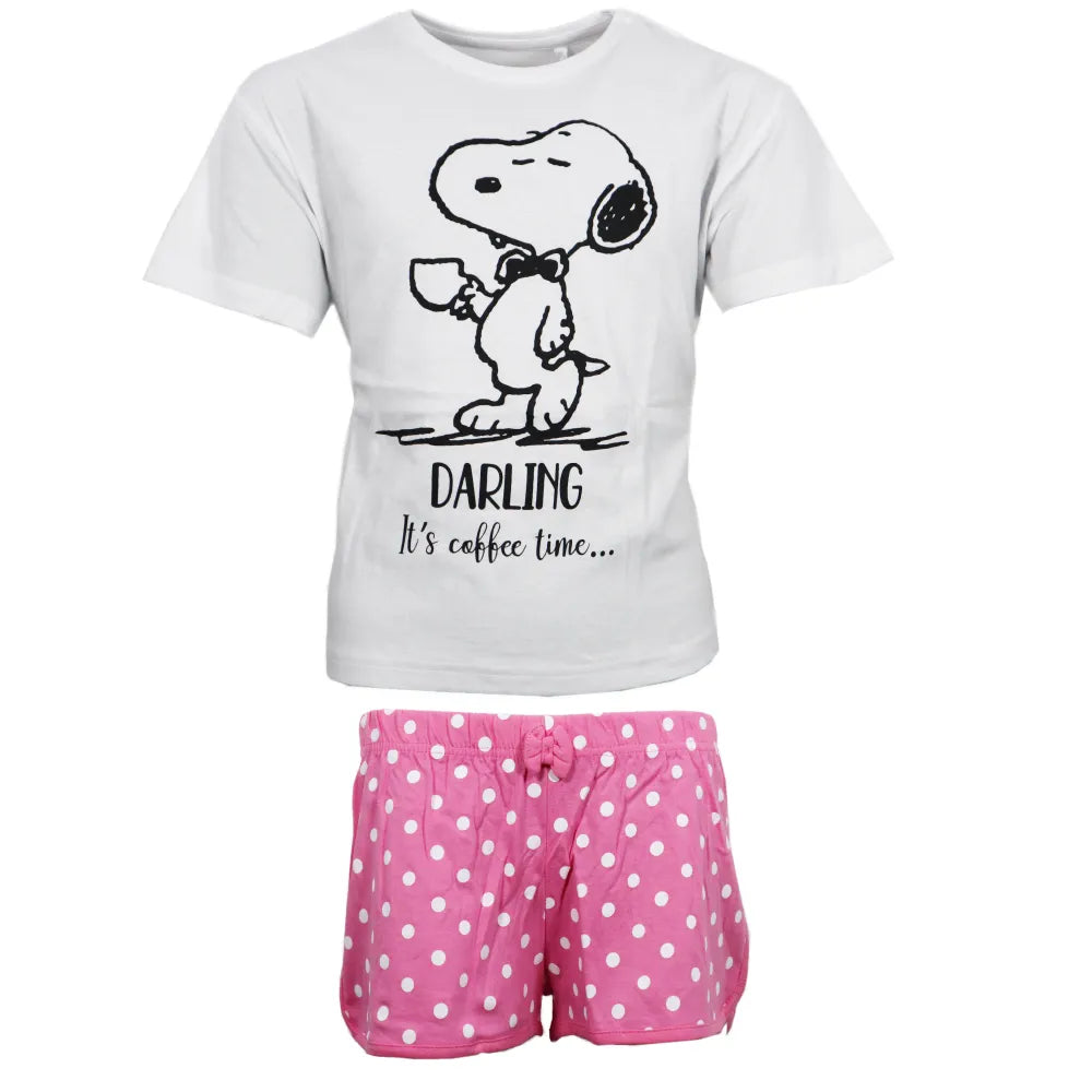 Snoopy Mädchen kurzarm Pyjama Schlafanzug Shirt Shorts - WS-Trend.de 134 - 164 Baumwolle