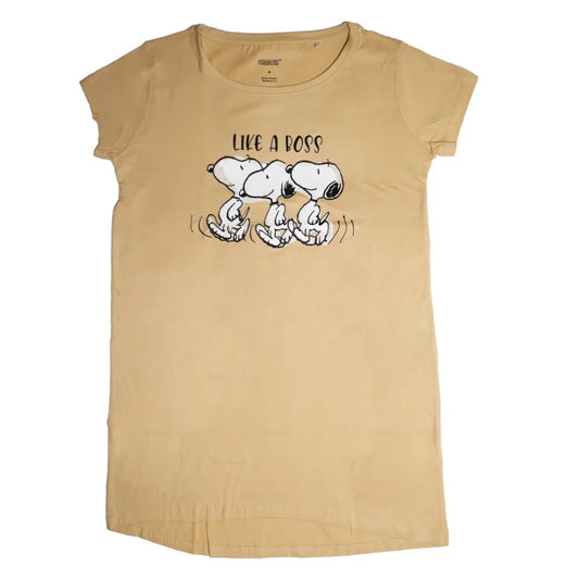 Snoopy Like a Boss Damen kurzarm Schlafshirt Nachthemd XS-XL Baumwolle - WS-Trend.de