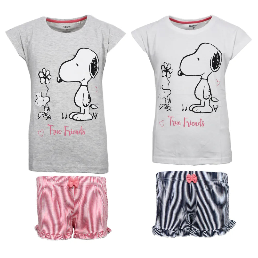 Snoopy Mädchen kurzarm Pyjama Schlafanzug Shirt Shorts - WS-Trend.de 134 - 164 Baumwolle