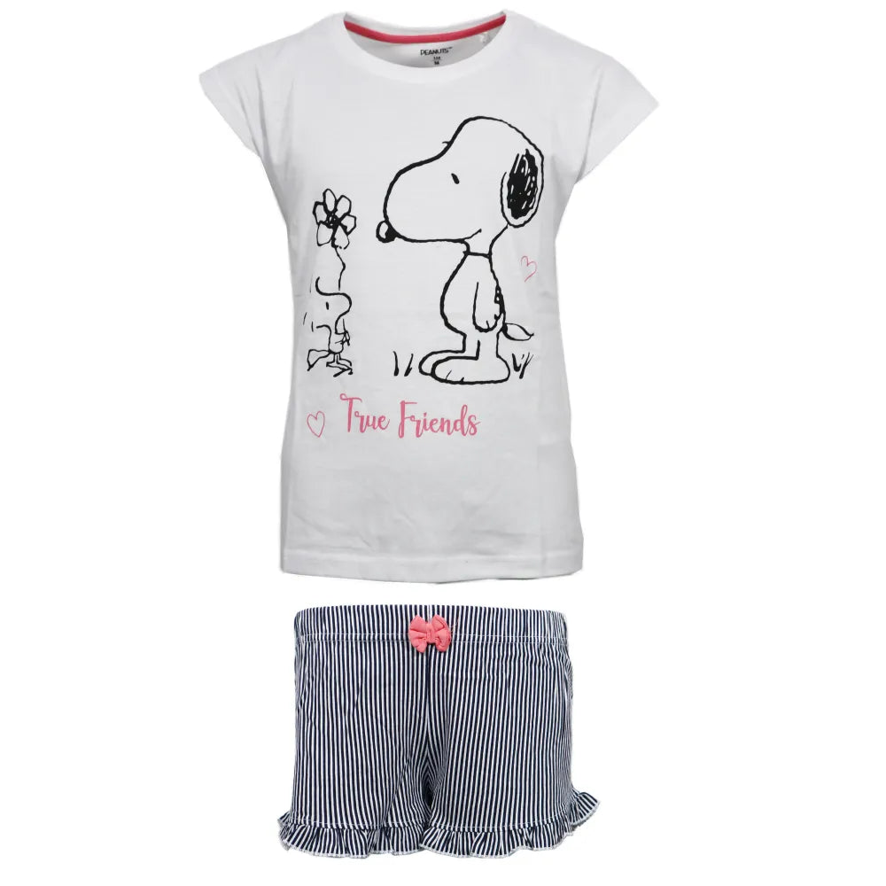 Snoopy Mädchen kurzarm Pyjama Schlafanzug Shirt Shorts - WS-Trend.de 134 - 164 Baumwolle