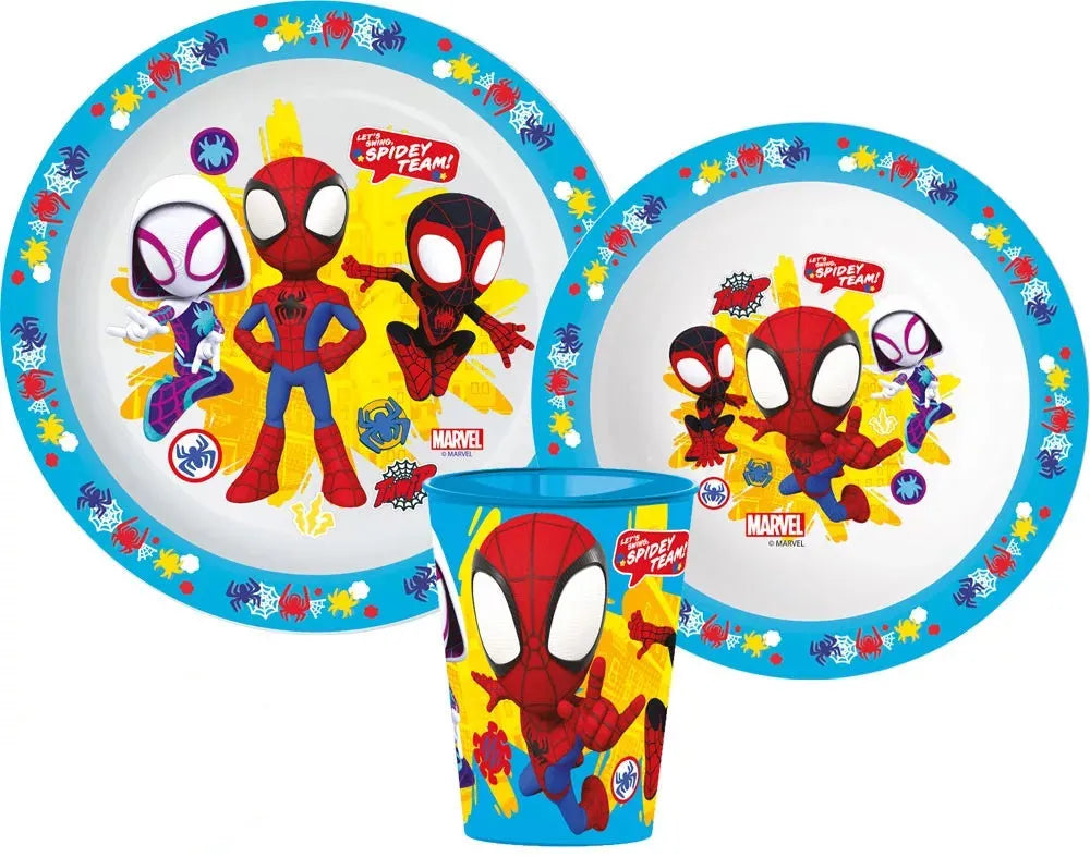 Spidey and Friends Kinder Geschirr Set Teller Schüssel Becher - WS-Trend.de Marvel Spiderman Geschirr-Set 3 teilig