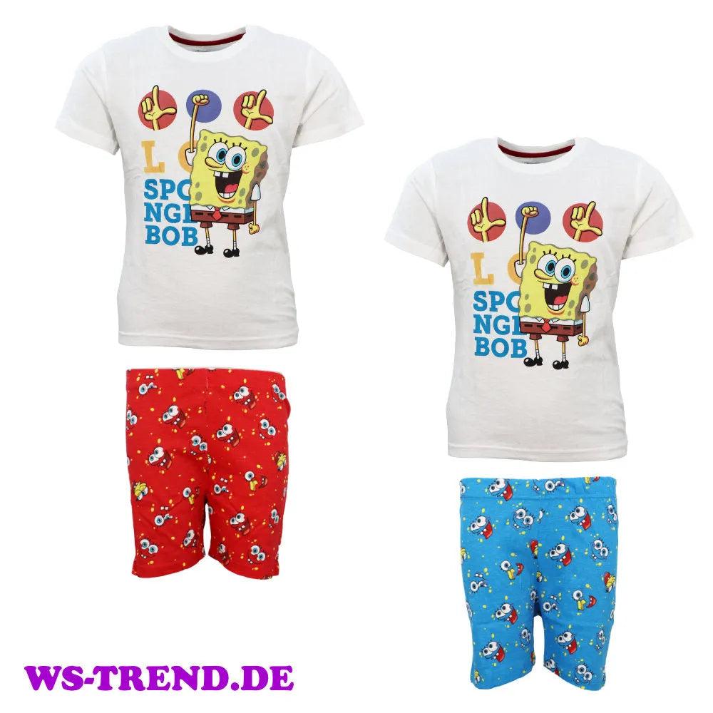 Spongebob Schwammkopf Kinder kurzarm Pyjama Schlafanzug - WS-Trend.de kurz 104 - 134 baumwolle