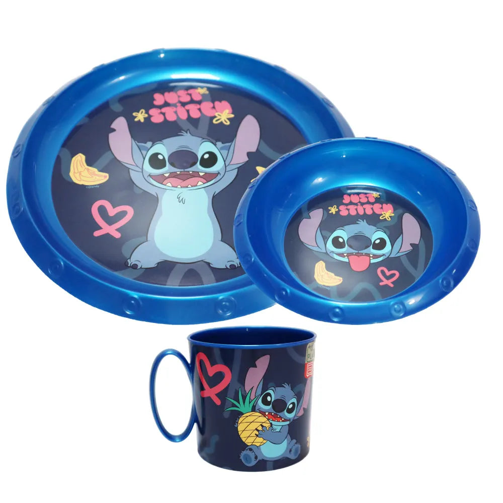 Disney Stitch Kinder Geschirr-Set 3 teilig Becher Teller Schüssel Frühstücksset - WS-Trend.de