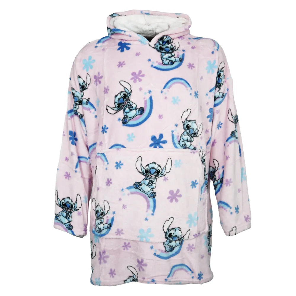 Disney Stitch Kuschelponcho Damen Kuscheldecke mit Ärmeln Kapuze Tasche S-L - WS-Trend.de