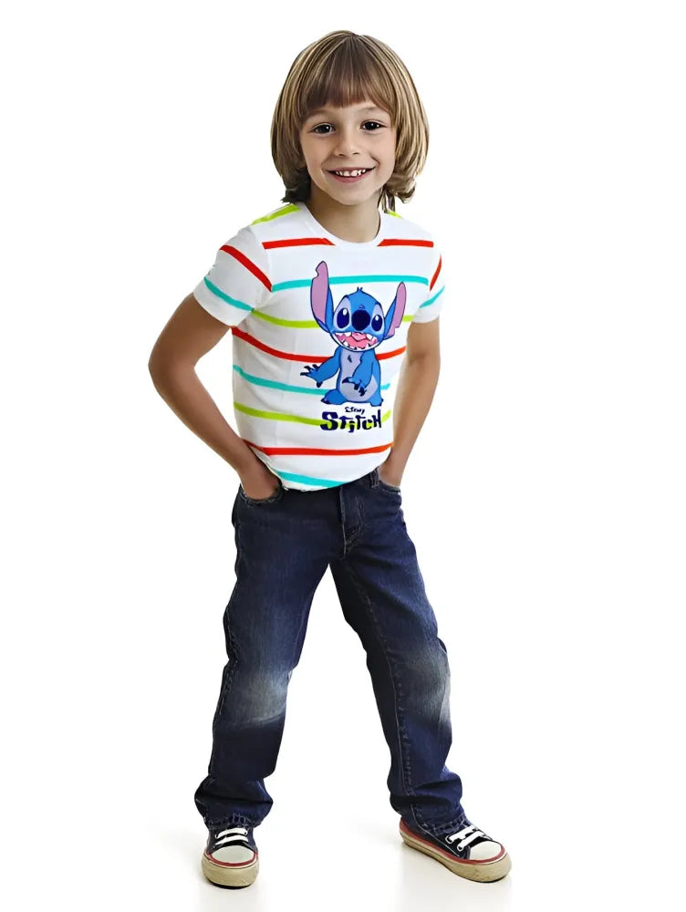 Disney Lilo und Stitch Jungen Kinder kurzarm T-Shirt Shirt - WS-Trend.de Gr. 98-128 Baumwolle