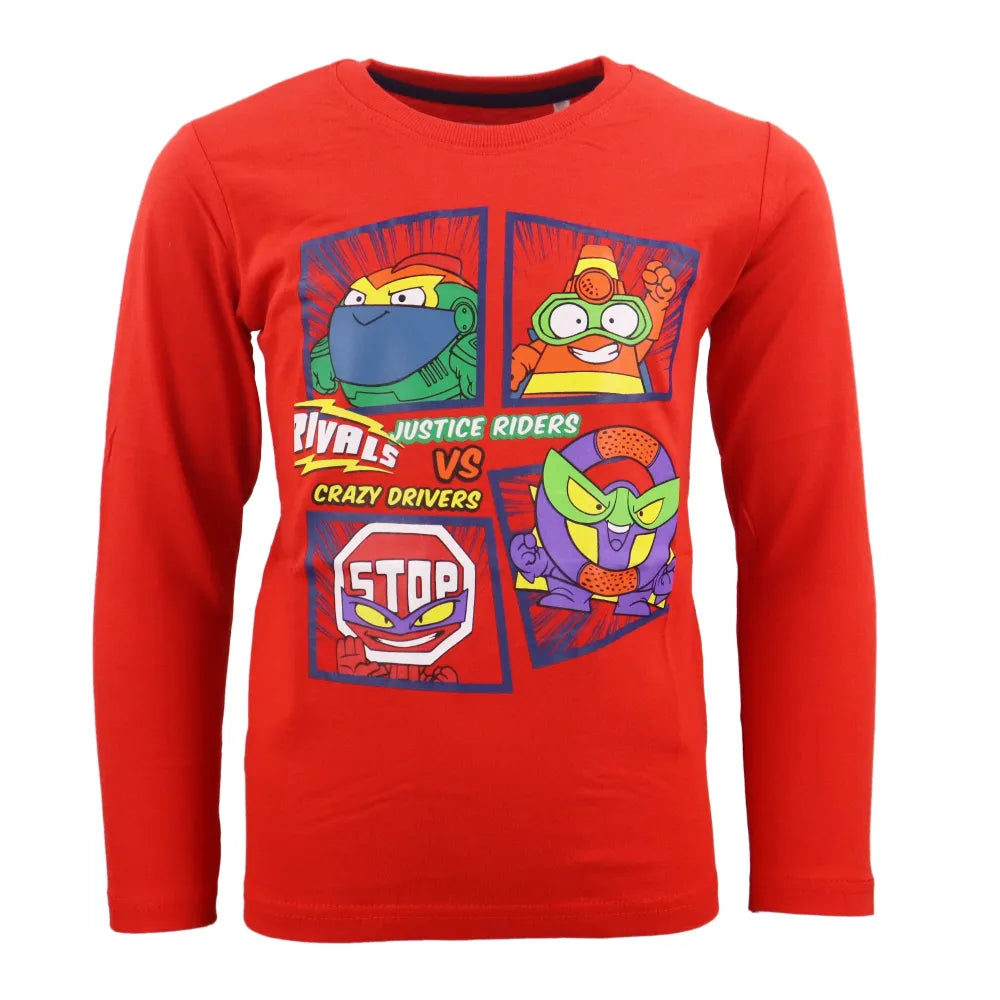 Super Zings Kinder Langarmshirt - WS-Trend.de T-Shirt Blau Rot 98 bis 128 Baumwolle für Jungen