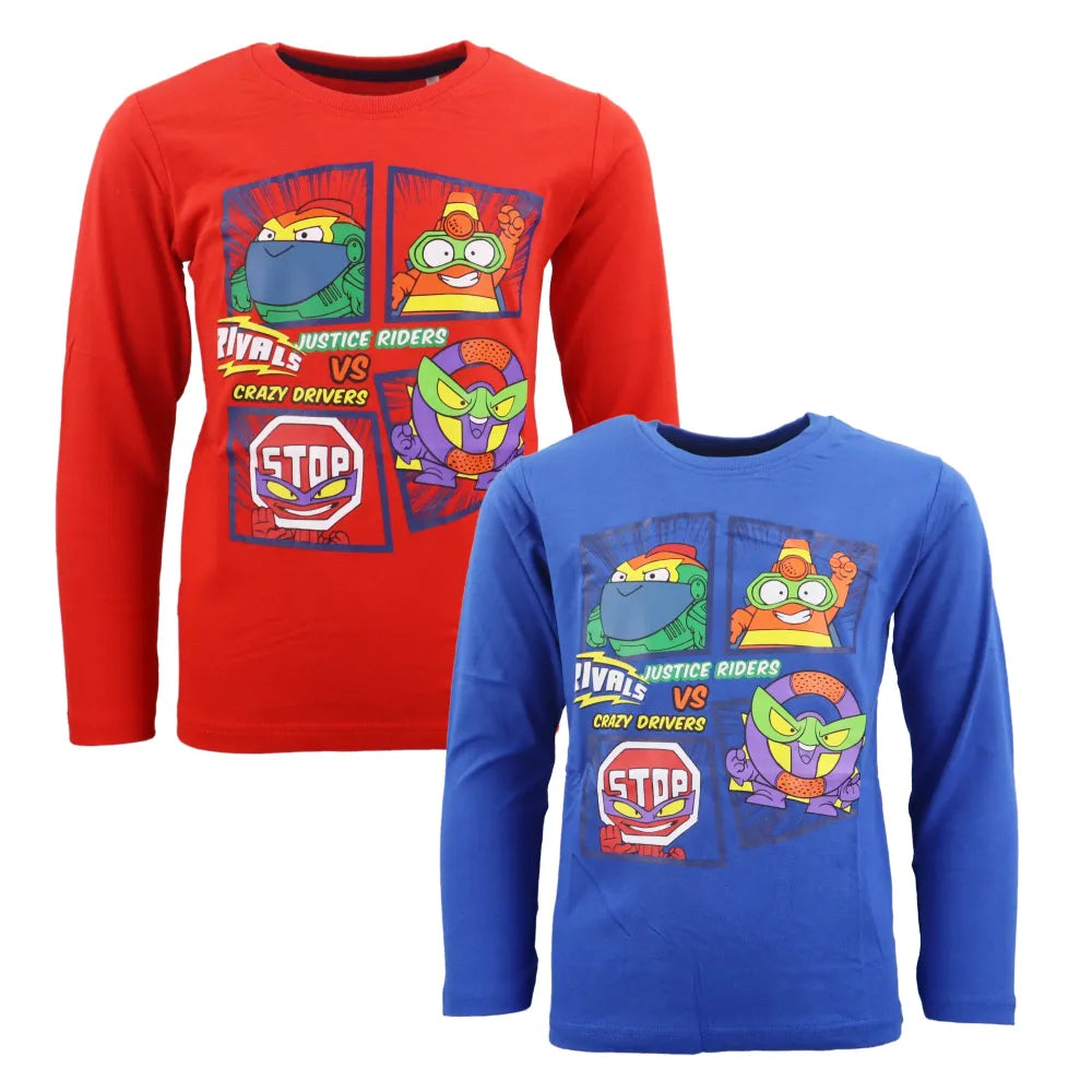 Super Zings Kinder Langarmshirt - WS-Trend.de T-Shirt Blau Rot 98 bis 128 Baumwolle für Jungen