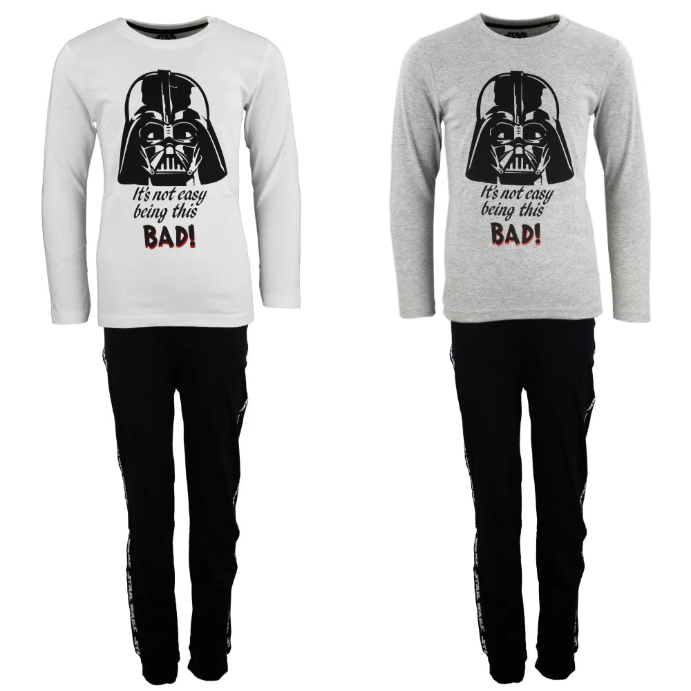 Star Wars Darth Vader Jungen langarm Pyjama Schlafanzug - WS-Trend.de 134 - 164 Weiß Grau