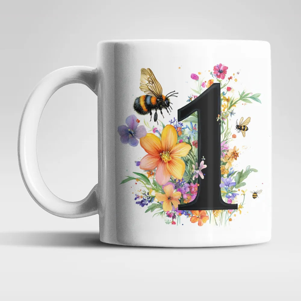 Name A bis Z und 9 Blumen Bienen Kaffeetasse Teetasse Tasse Geschenkidee - WS-Trend.de