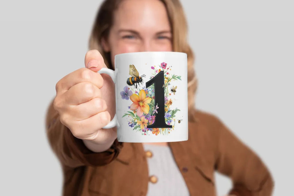 Name A bis Z und 9 Blumen Bienen Kaffeetasse Teetasse Tasse Geschenkidee - WS-Trend.de