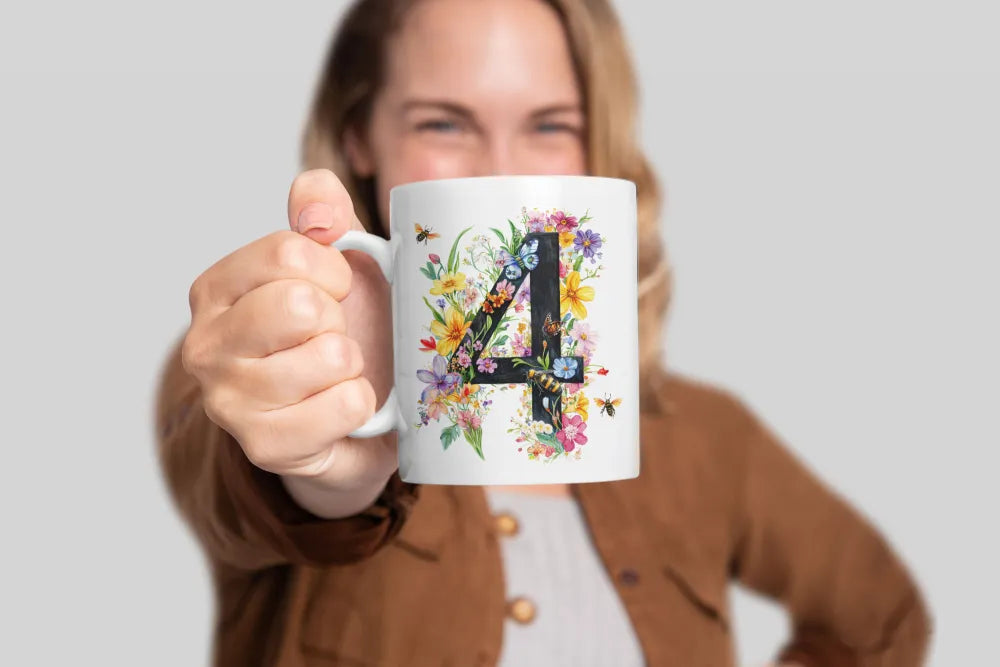 Name A bis Z und 9 Blumen Bienen Kaffeetasse Teetasse Tasse Geschenkidee - WS-Trend.de