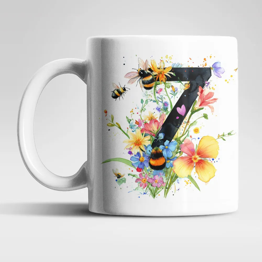 Name A bis Z und 9 Blumen Bienen Kaffeetasse Teetasse Tasse Geschenkidee - WS-Trend.de