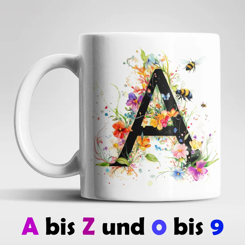 Name A bis Z und 9 Blumen Bienen Kaffeetasse Teetasse Tasse Geschenkidee - WS-Trend.de