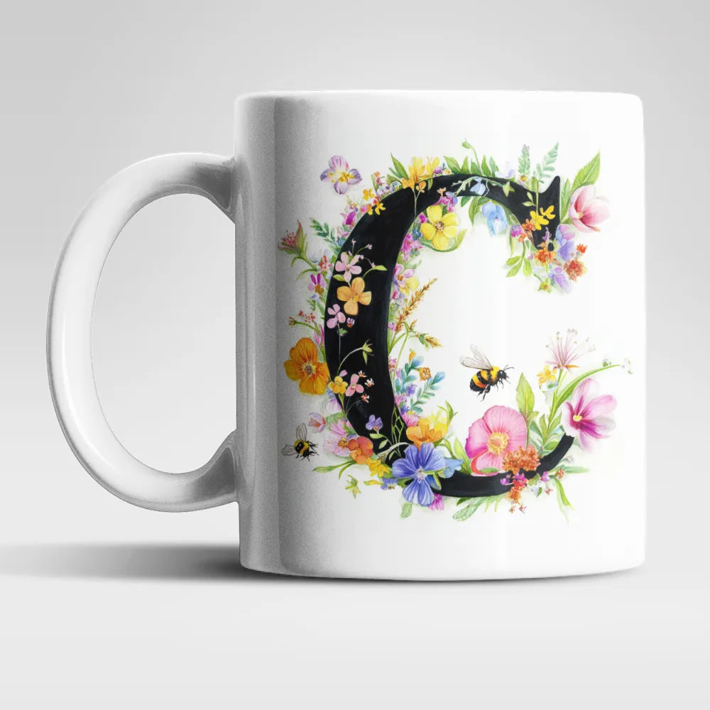 Name A bis Z und 9 Blumen Bienen Kaffeetasse Teetasse Tasse Geschenkidee - WS-Trend.de