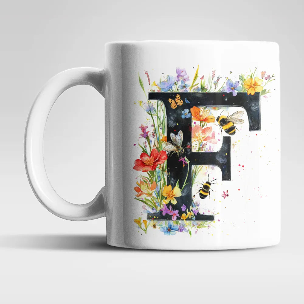 Name A bis Z und 9 Blumen Bienen Kaffeetasse Teetasse Tasse Geschenkidee - WS-Trend.de