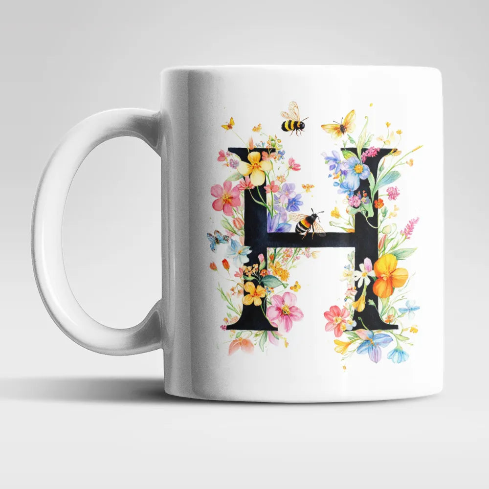 Name A bis Z und 9 Blumen Bienen Kaffeetasse Teetasse Tasse Geschenkidee - WS-Trend.de