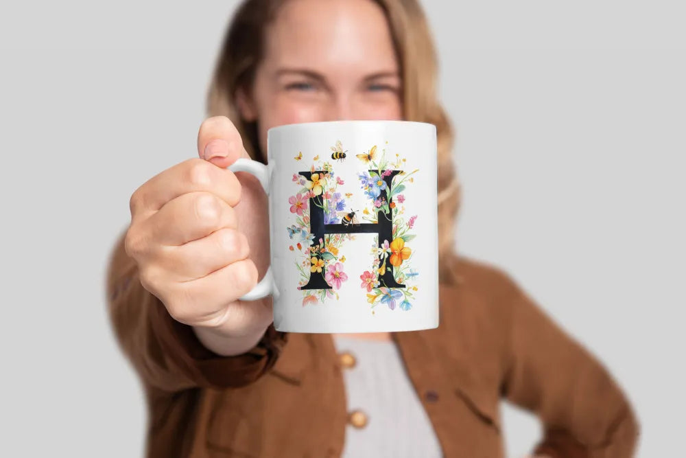 Name A bis Z und 9 Blumen Bienen Kaffeetasse Teetasse Tasse Geschenkidee - WS-Trend.de