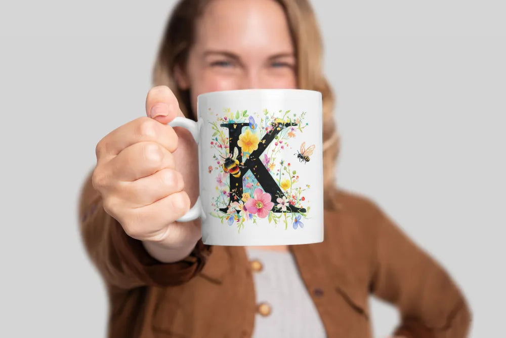 Name A bis Z und 9 Blumen Bienen Kaffeetasse Teetasse Tasse Geschenkidee - WS-Trend.de