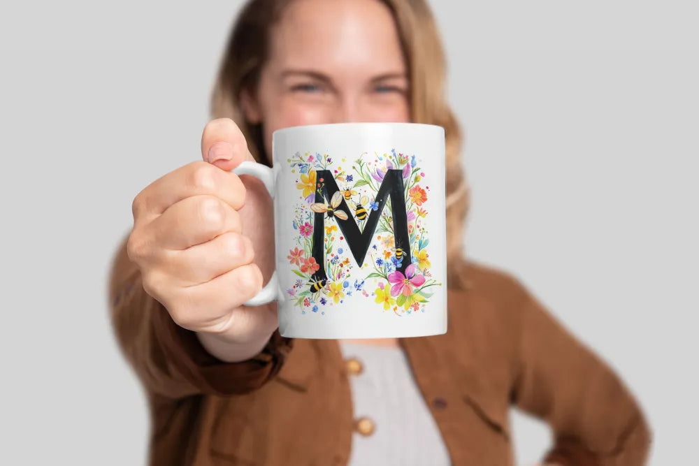 Name A bis Z und 9 Blumen Bienen Kaffeetasse Teetasse Tasse Geschenkidee - WS-Trend.de