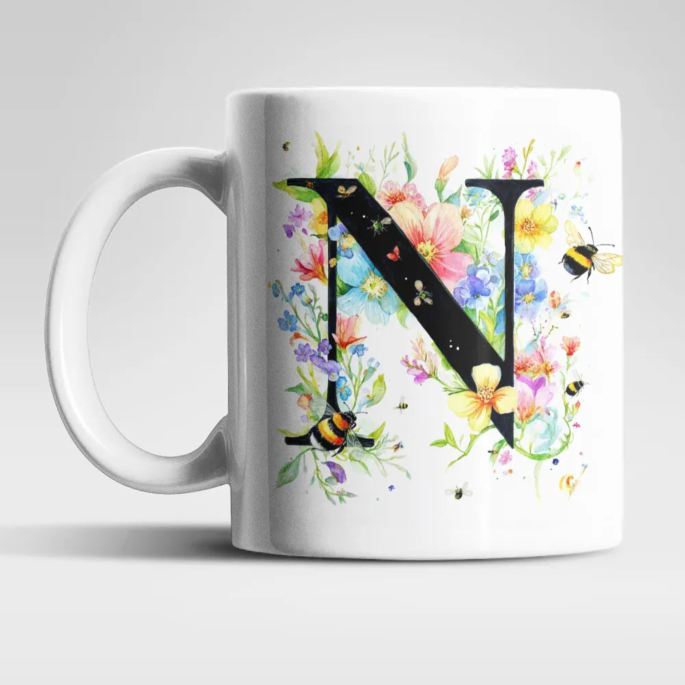 Name A bis Z und 9 Blumen Bienen Kaffeetasse Teetasse Tasse Geschenkidee - WS-Trend.de