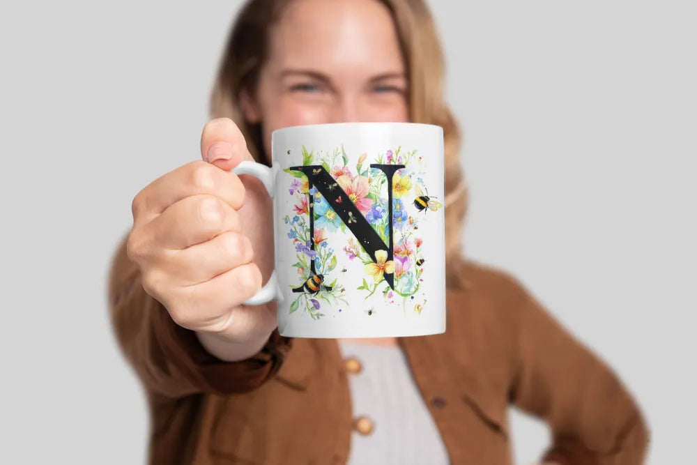 Name A bis Z und 9 Blumen Bienen Kaffeetasse Teetasse Tasse Geschenkidee - WS-Trend.de