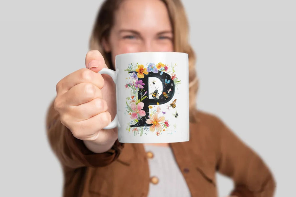 Name A bis Z und 9 Blumen Bienen Kaffeetasse Teetasse Tasse Geschenkidee - WS-Trend.de