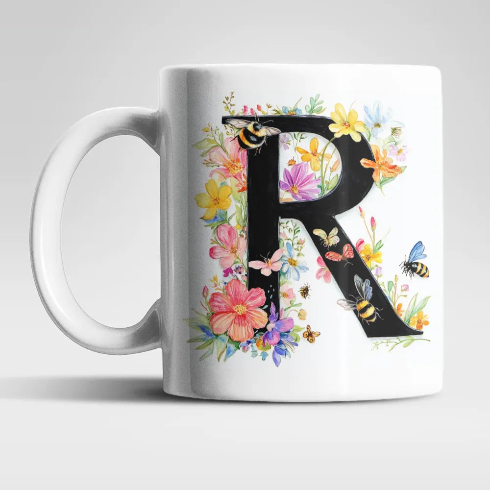 Name A bis Z und 9 Blumen Bienen Kaffeetasse Teetasse Tasse Geschenkidee - WS-Trend.de