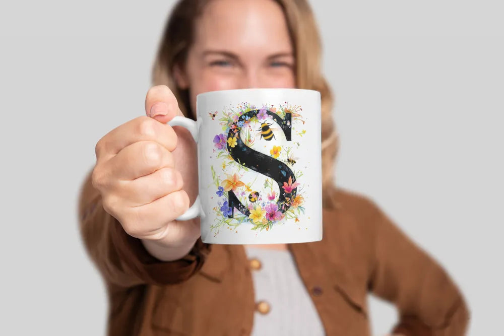 Name A bis Z und 9 Blumen Bienen Kaffeetasse Teetasse Tasse Geschenkidee - WS-Trend.de