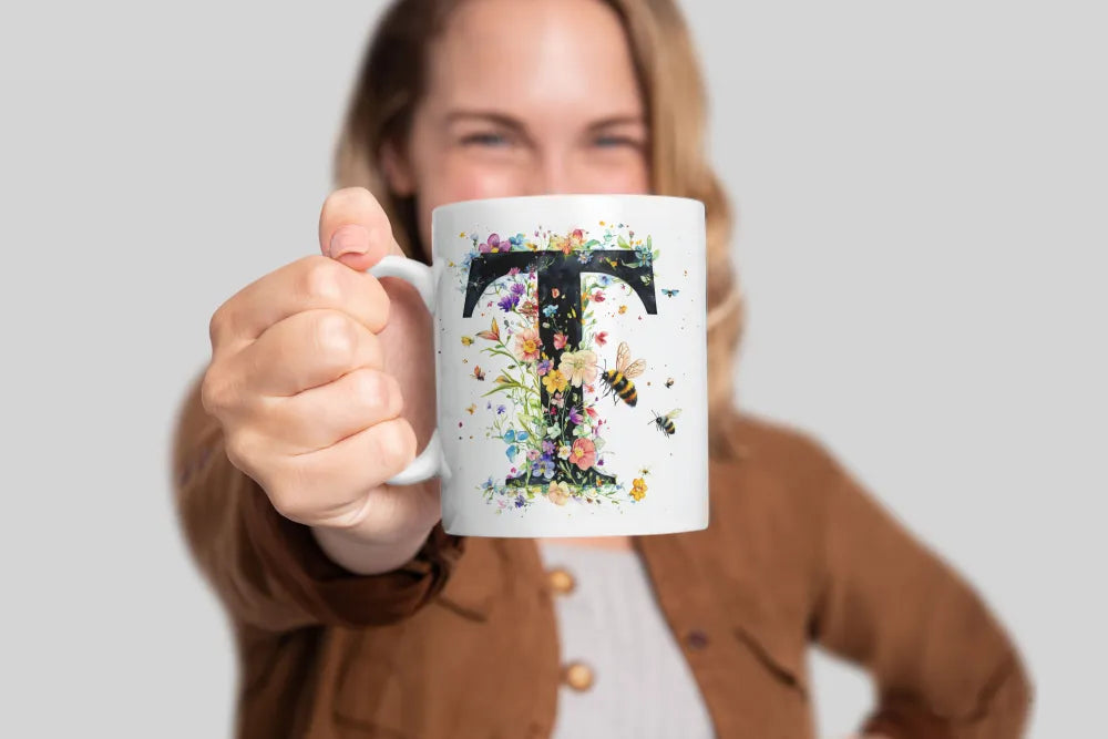 Name A bis Z und 9 Blumen Bienen Kaffeetasse Teetasse Tasse Geschenkidee - WS-Trend.de