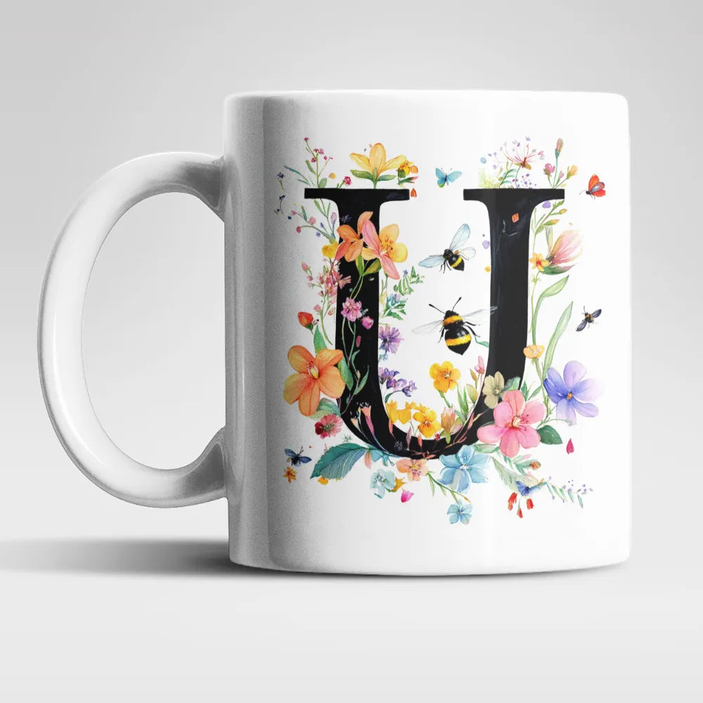 Name A bis Z und 9 Blumen Bienen Kaffeetasse Teetasse Tasse Geschenkidee - WS-Trend.de