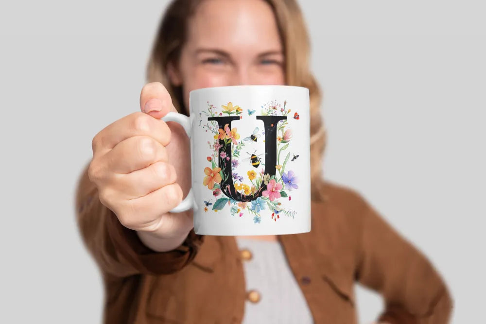 Name A bis Z und 9 Blumen Bienen Kaffeetasse Teetasse Tasse Geschenkidee - WS-Trend.de