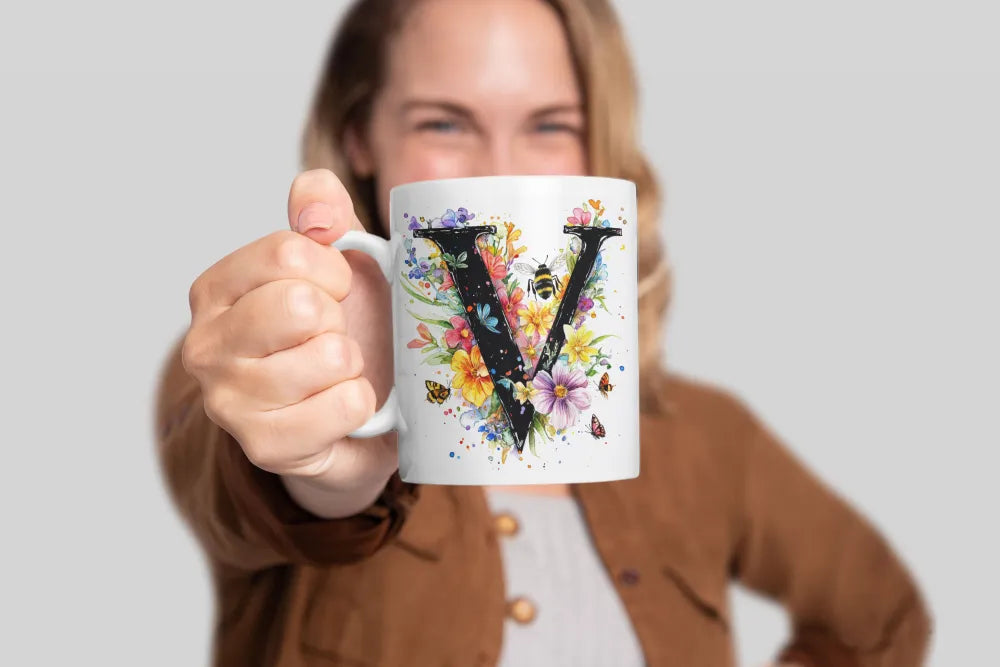 Name A bis Z und 9 Blumen Bienen Kaffeetasse Teetasse Tasse Geschenkidee - WS-Trend.de